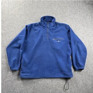 Gant USA Fleece Pullover Mens Sz Large Royal Blue 1/4 Zip Sweater The‎ Rugger